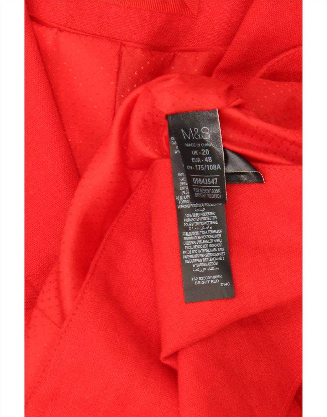 Marks & Spencer Dame 3-knaps blazerjakke UK 20 2XL Rød Lin