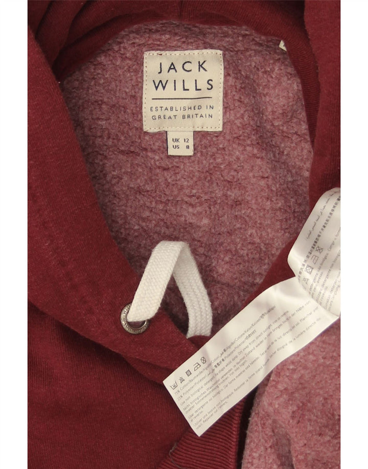 JACK WILLS Grafisk hættetrøje til kvinder UK 12 Medium Bourgogne bomuld