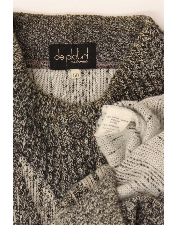De Pletrl Herre Cardigan Sweater IT 50 Medium Grå Chevron Uld