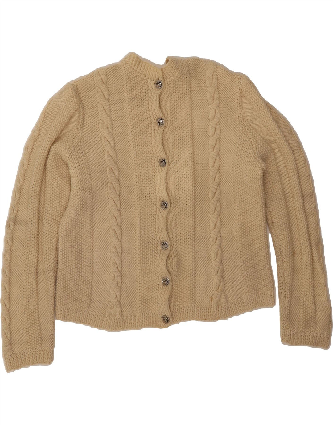 VINTAGE Womens Cardigan Sweater UK 16 Large Beige Vintage Vintage and Second-Hand Vintage from Messina Hembry 