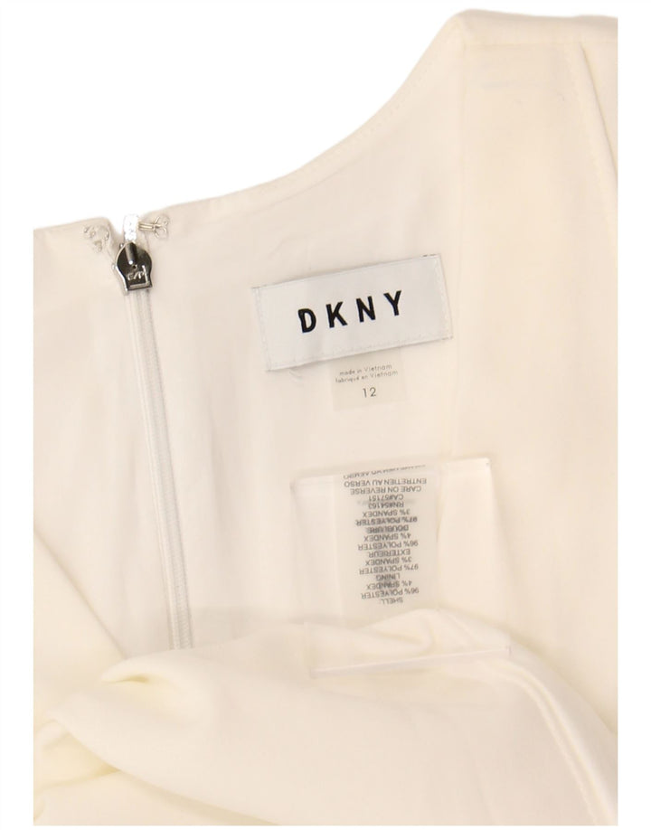 DKNY Womens Sleeveless Sheath Dress US 12 Large Off White Polyester