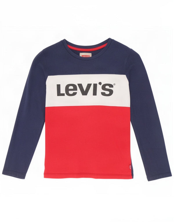 Levi's Boys Grafisk Top Langærmet 9-10 år Navy Blue Colourblock