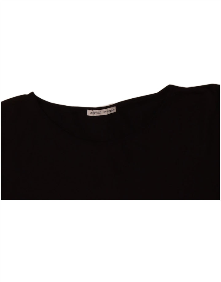 ZARA Womens Oversized Crop T-Shirt Top UK 10 Small Black