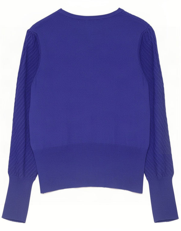 Marks & Spencer Dame Crop Boat Neck Jumper Sweater UK 12 Medium Blue