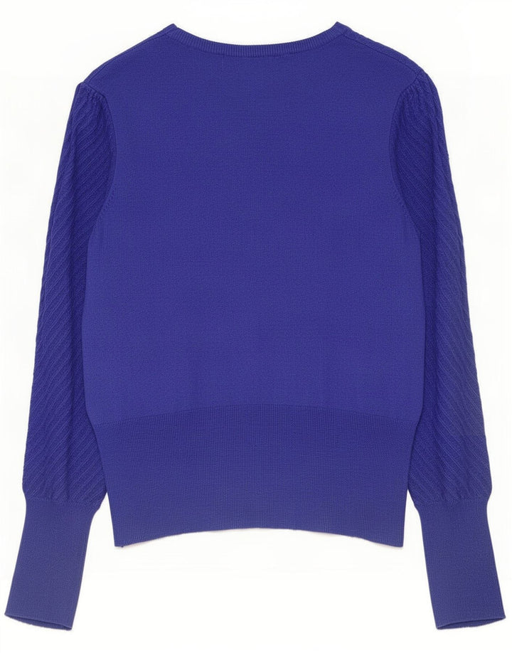 Marks & Spencer Dame Crop Boat Neck Jumper Sweater UK 12 Medium Blue