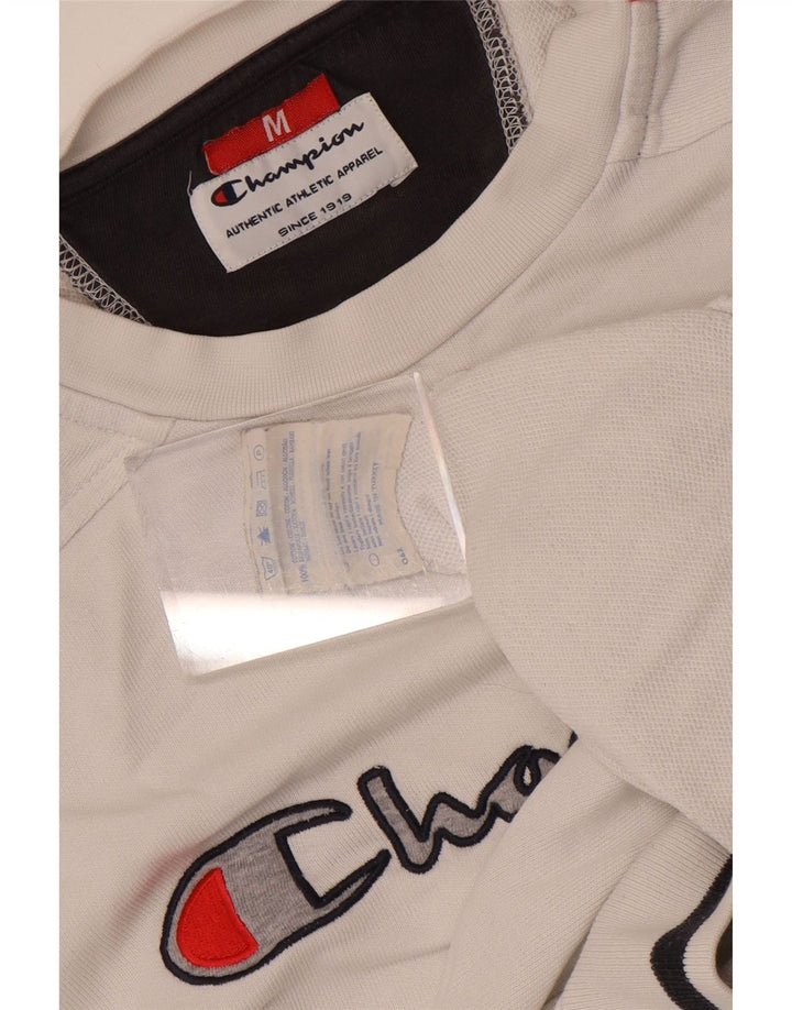 Champion Herre Grafisk Sweatshirt Jumper Medium Hvid Colourblock Bomuld