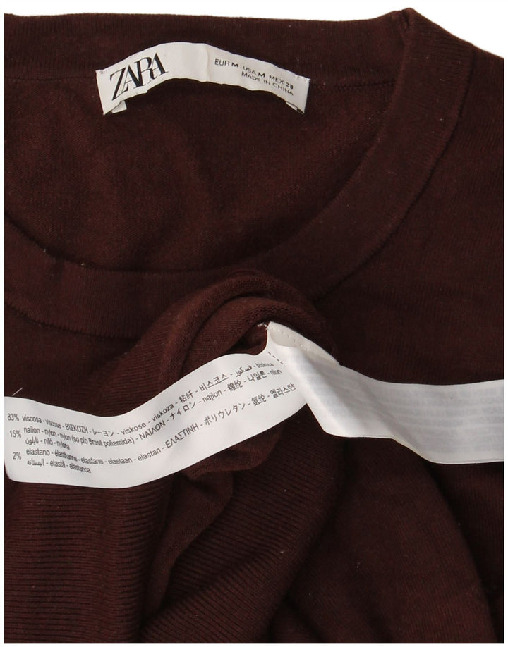 Zara sweater med rund hals til kvinder UK 12 Medium brun viskose
