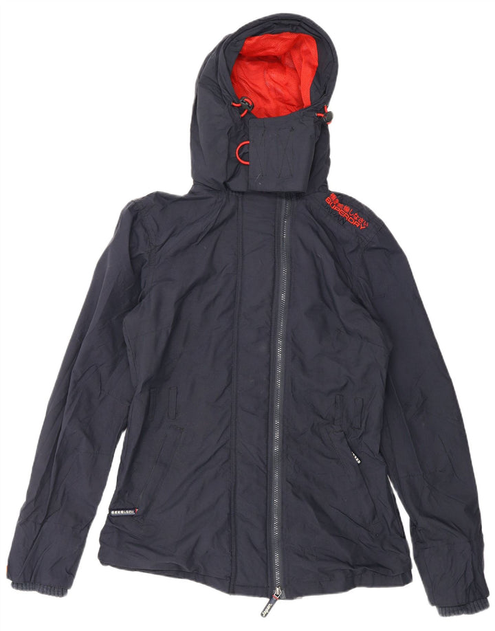Superdry Womens The Windmac grafisk regnjakke UK 10 Small Navy Blue