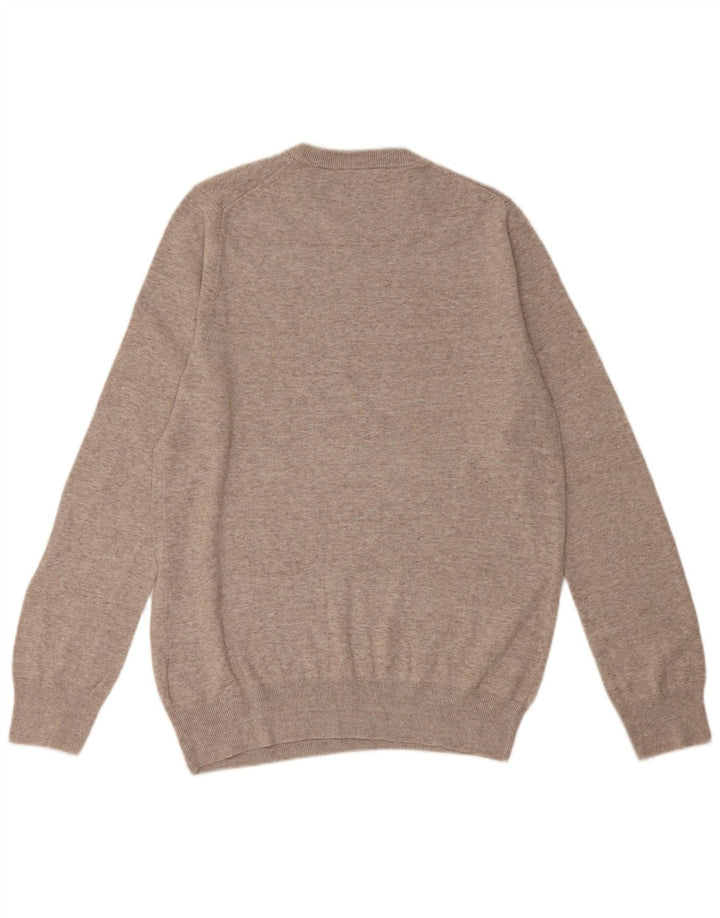 MARKS & SPENCER Mens Crew Neck Jumper Sweater Small Beige Cotton