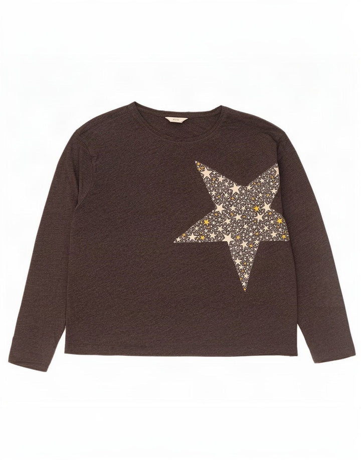Marks & Spencer Dame Oversized grafisk top Langærmet UK 18 XL Grå