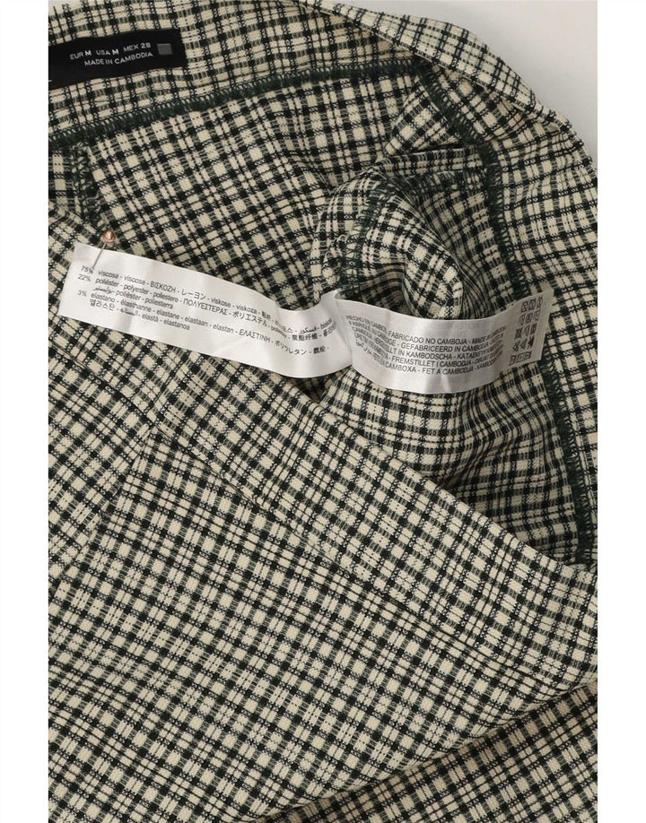 Zara Dame Højtalje Casual Bukser Medium W28 L27 Flerfarvet Gingham