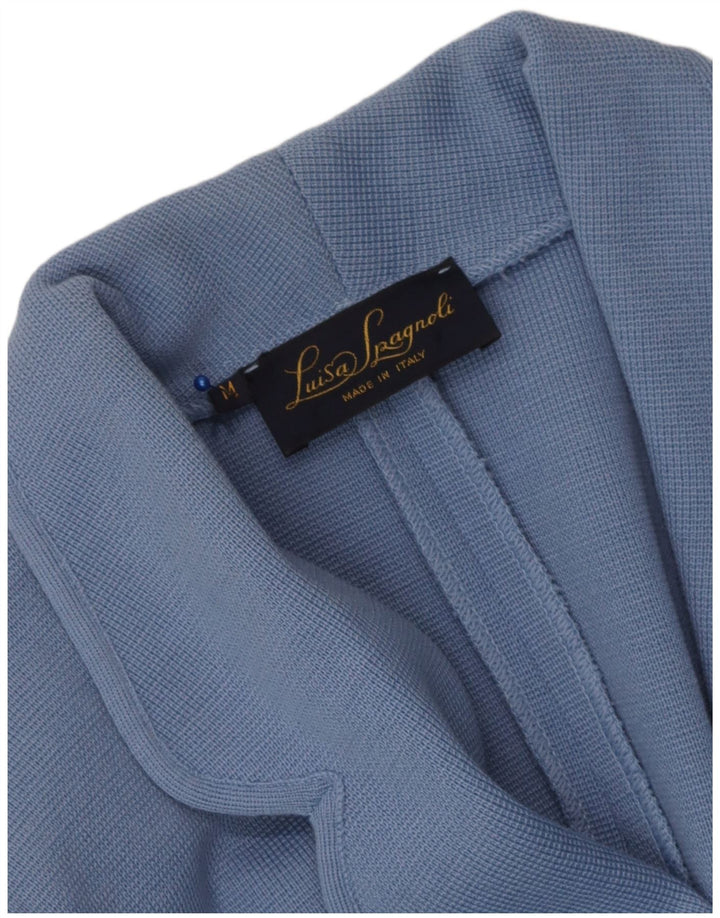 Luisa Spagnoli Dame 3-knaps strik blazerjakke UK 12 Medium Blue