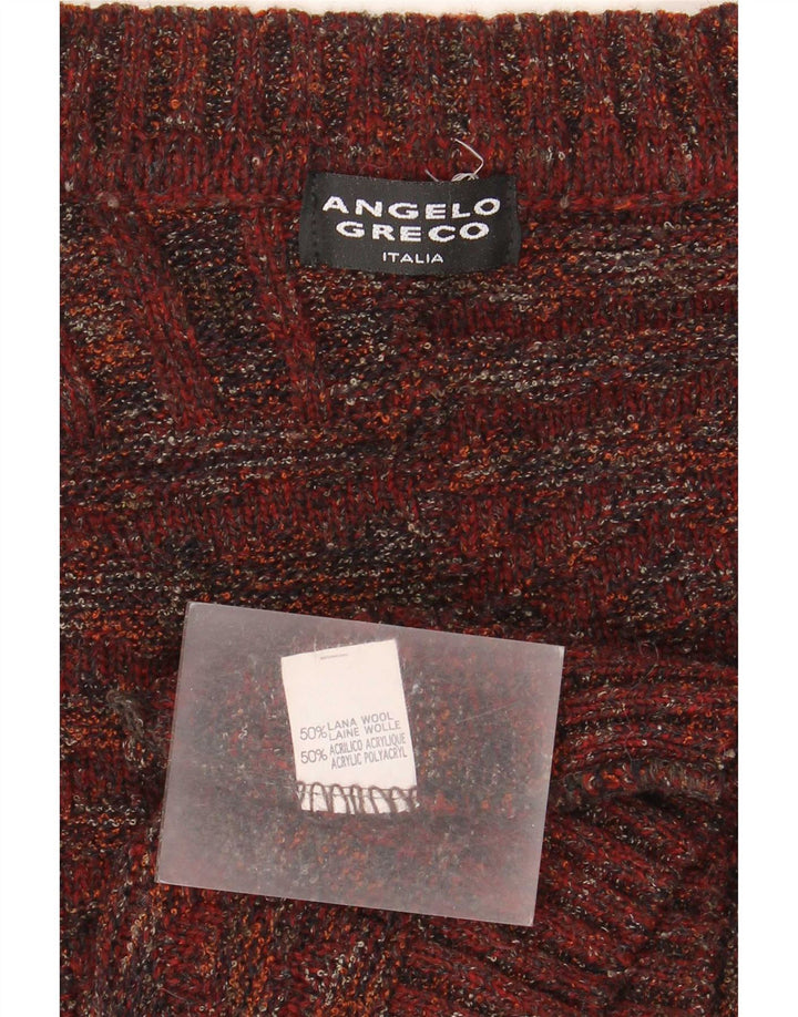 Angelo Greco Herre Cardigan Sweater Stor Bourgogne Flecked Uld