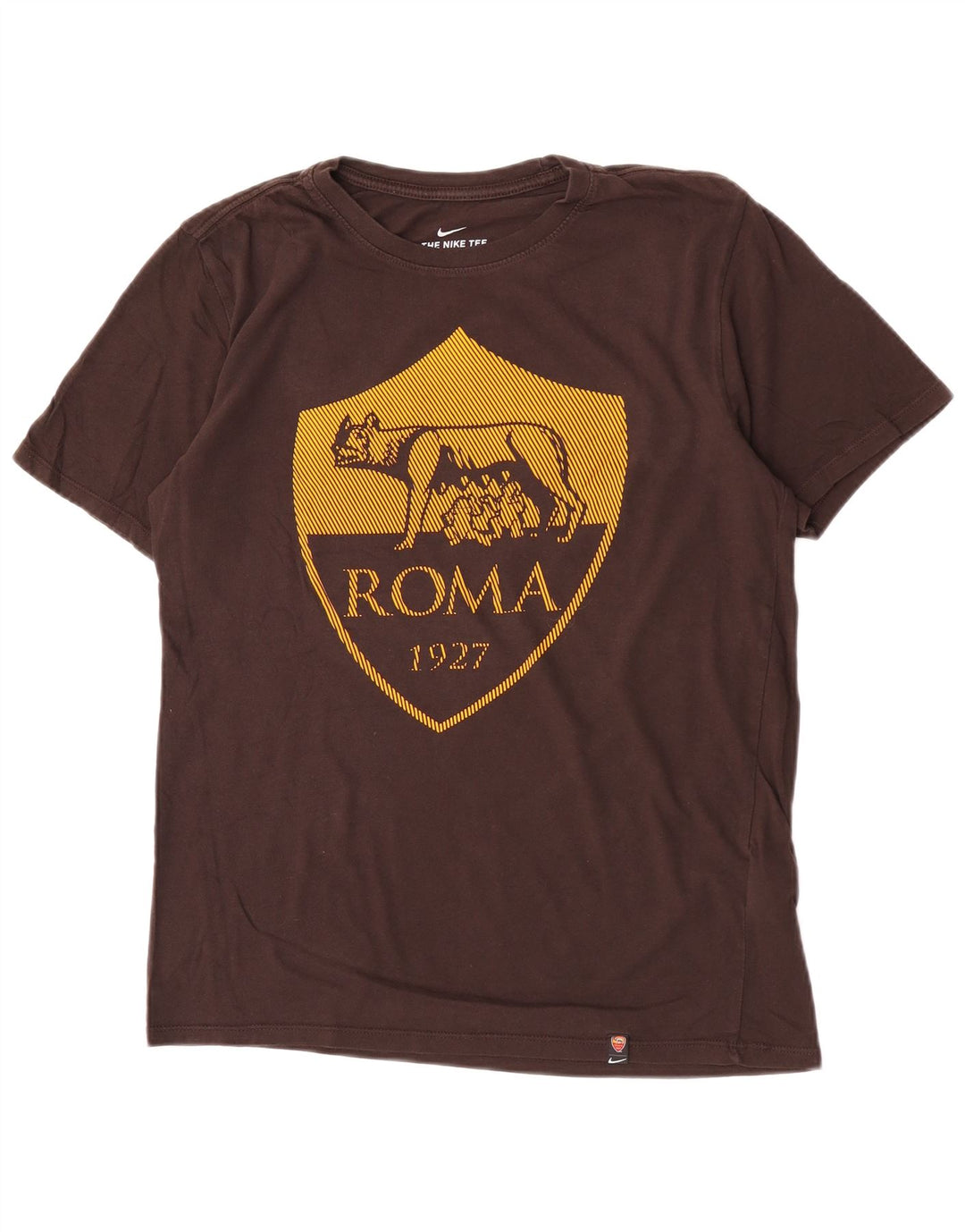 Nike Herre Roma Grafisk T-Shirt Top Medium Brun Bomuld