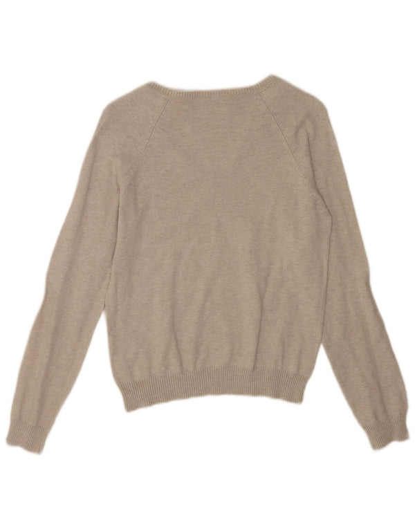 Zara Womens Crop V-hals sweater UK 14 Stor grå bomuld