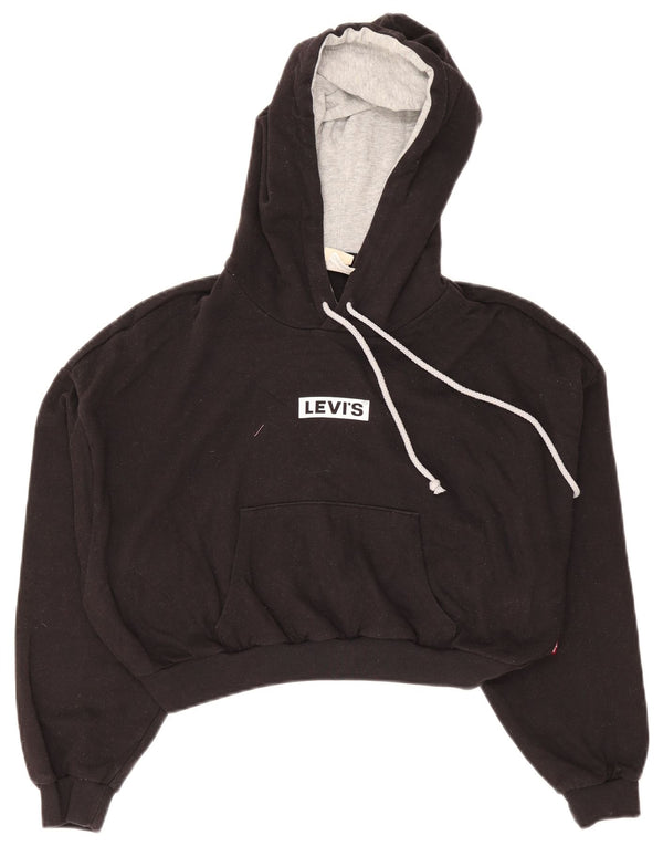Levi's Graphic Crop Hoodie Jumper UK 16 Stor sort bomuld