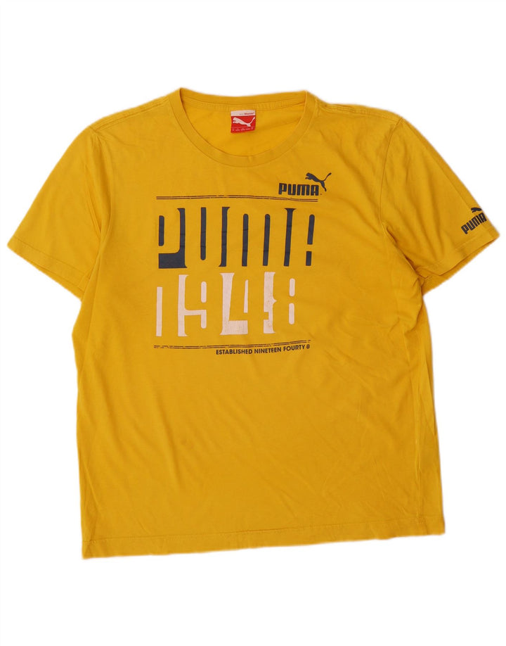 Puma Herre Grafisk T-Shirt Top Medium Gul