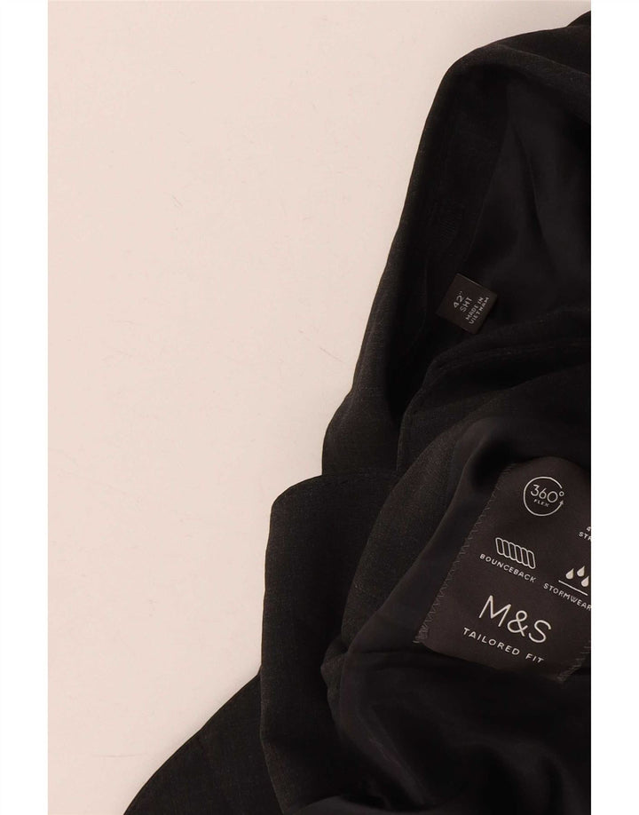 Marks & Spencer Herre skræddersyet pasform 2-knaps blazerjakke UK 42 Large Black