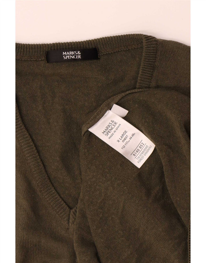 Marks & Spencer Herre V-hals sweater XL Khaki Akryl