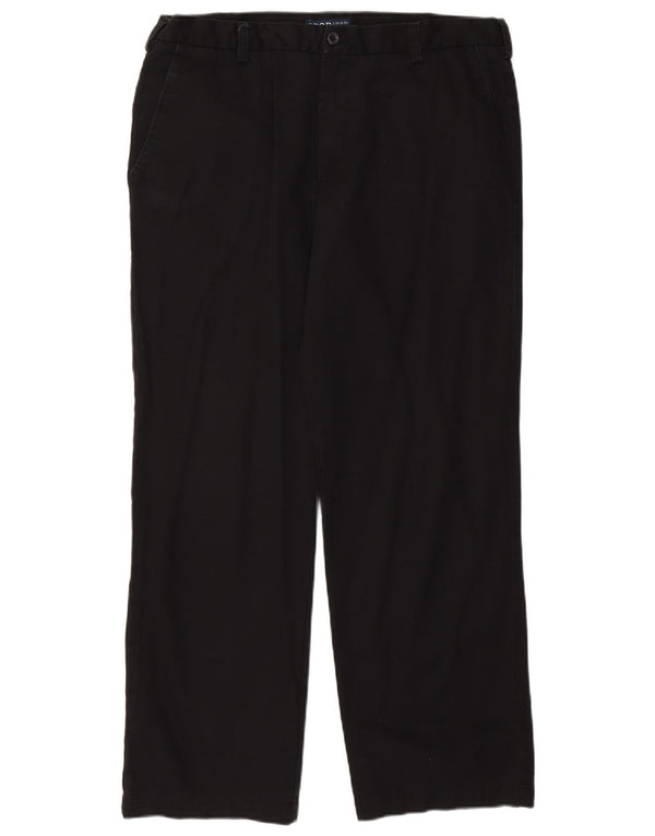 Izod Mens Straight Chino Trousers W38 L32 Black Cotton Classic