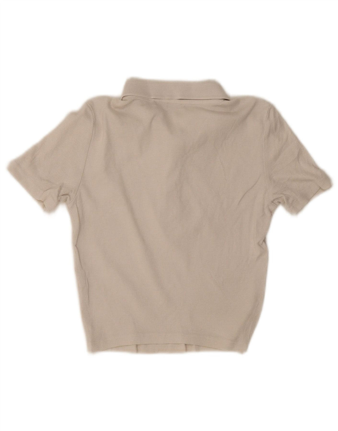 Zara Womens Crop Polo Shirt UK 12 Medium Beige Bomuld