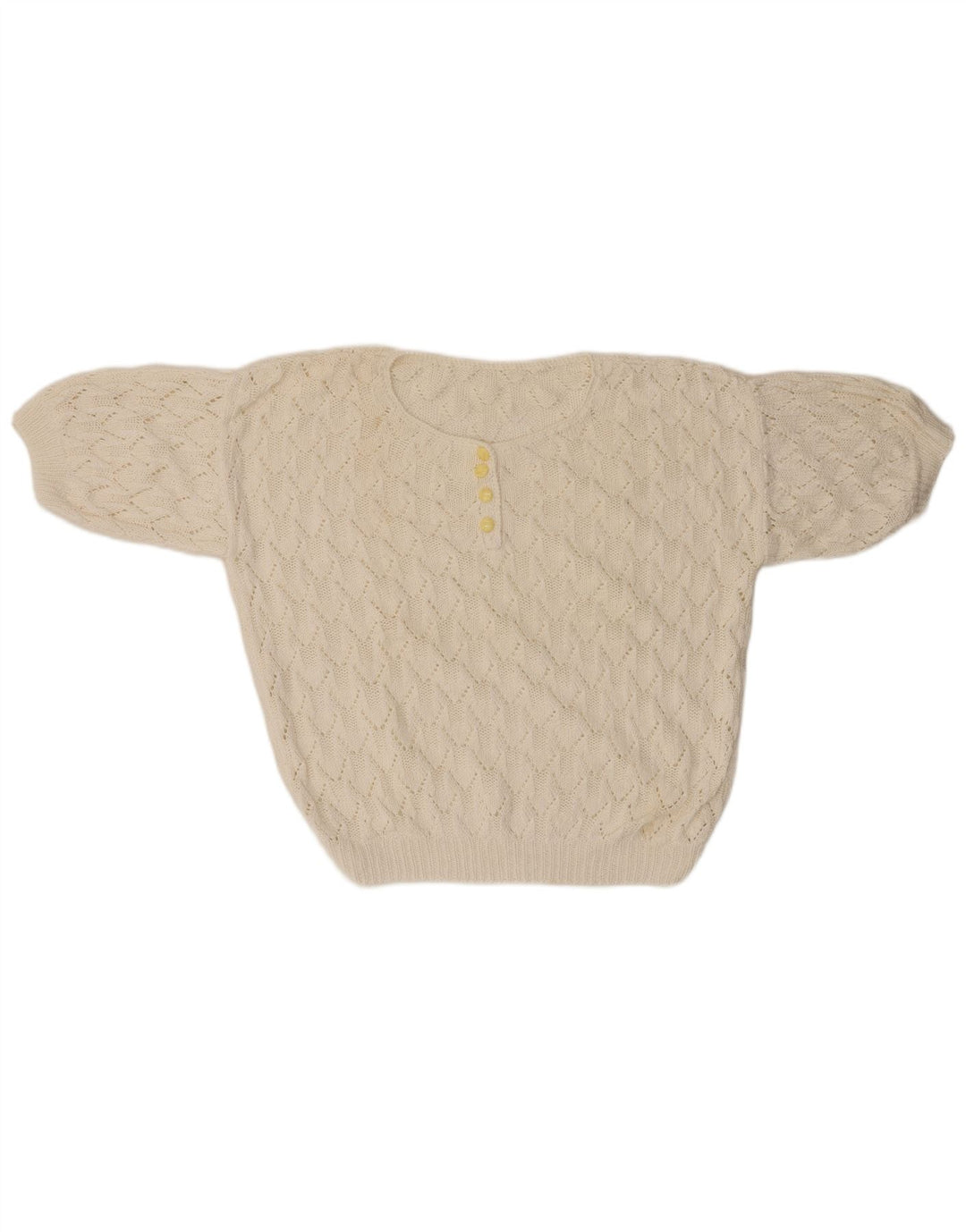 VINTAGE dame sweater med rund hals i overstørrelse UK 18 XL Hvid