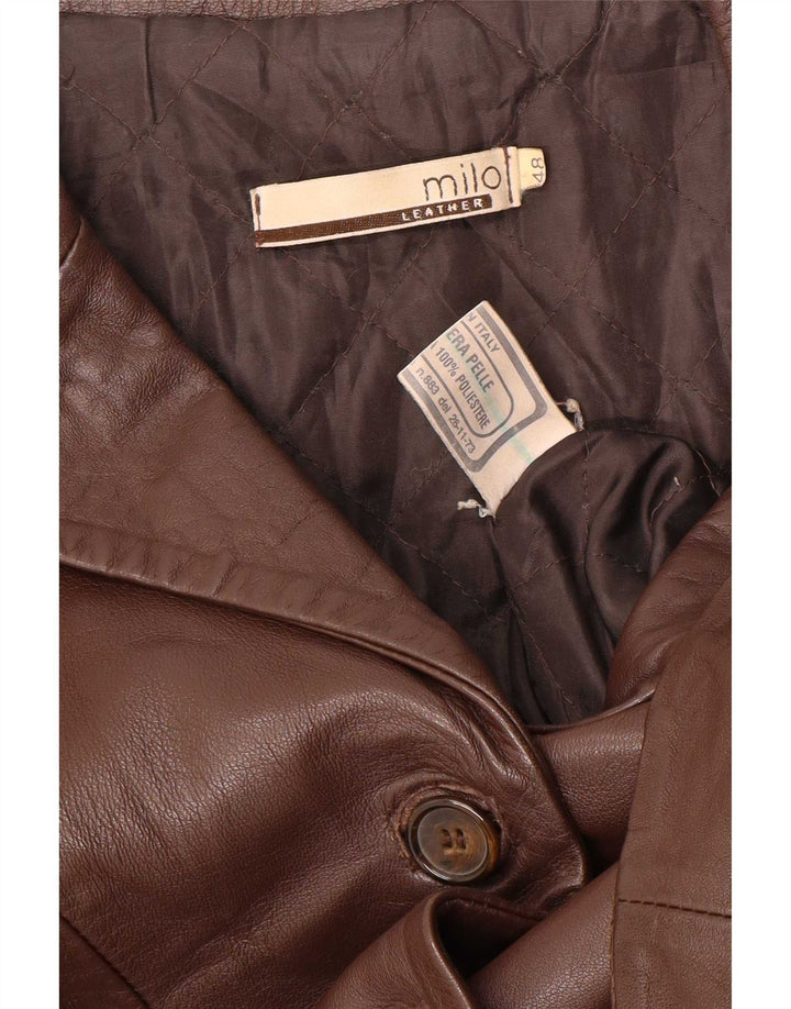 Vintage læderfrakke til kvinder IT 48 XL Brun