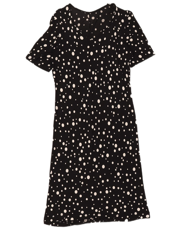 Vintage Dame Se Through Maxi Dress UK 16 Large Black Polka Dot