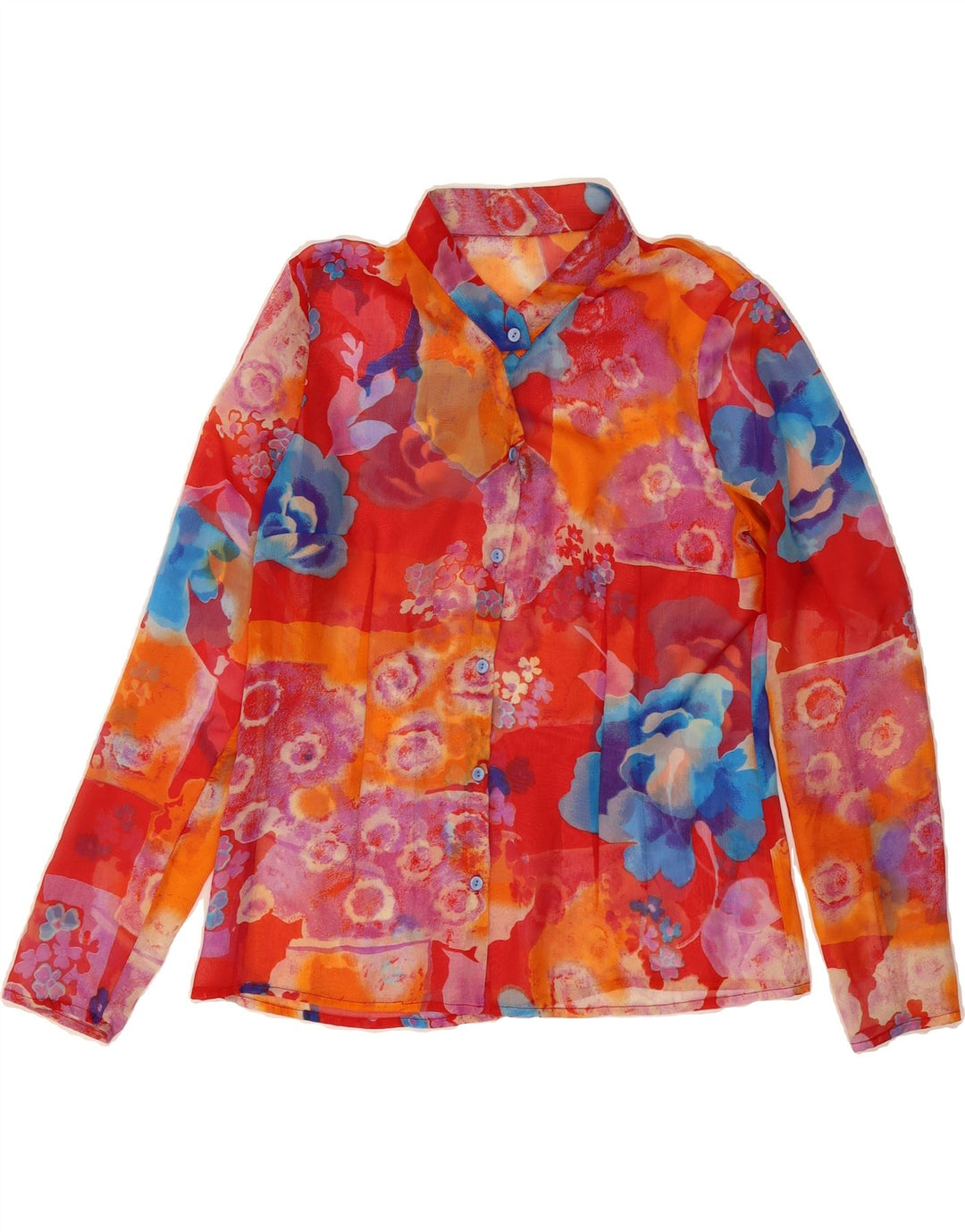 VINTAGE Womens Shirt Blouse UK 14 Medium Red Floral Vintage Vintage and Second-Hand Vintage from Messina Hembry 