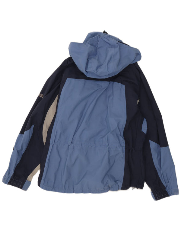 Columbia Regnjakke med hætte til kvinder UK 16 Large Blue Colourblock Nylon