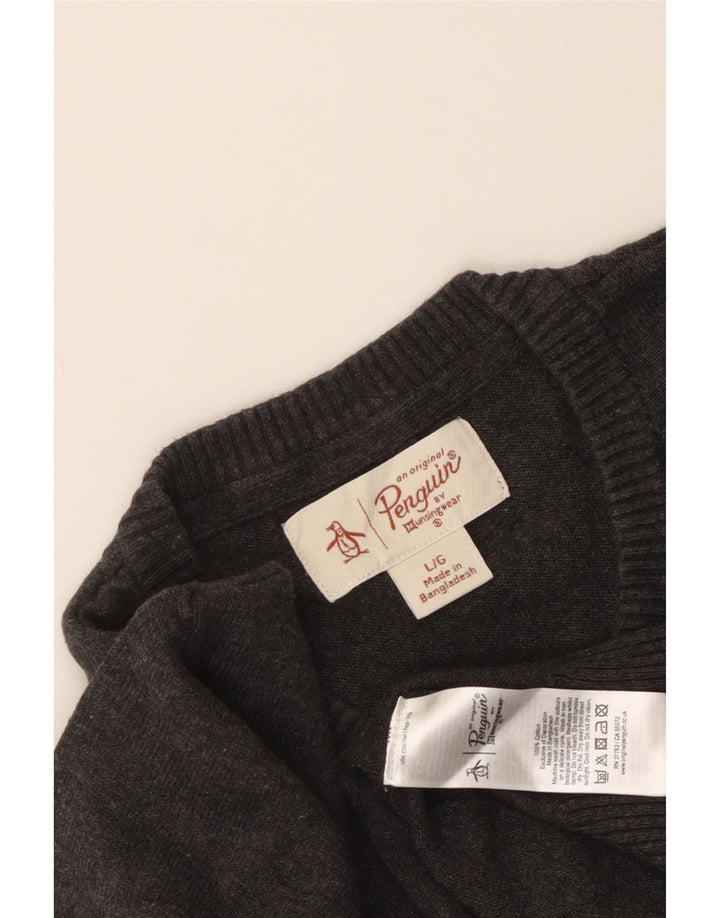 Penguin Herre V-hals sweater Stor Grå Bomuld