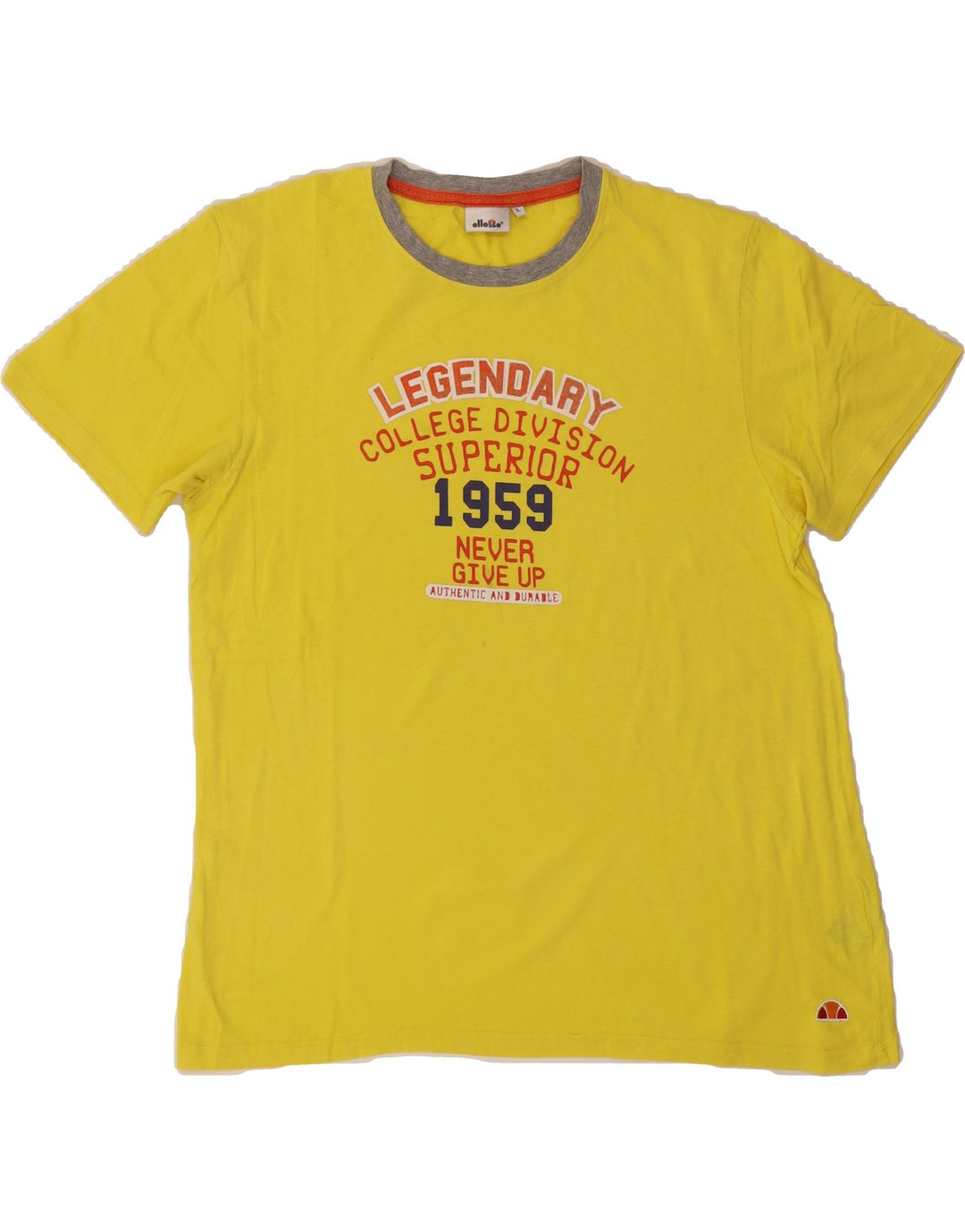 ELLESSE Mens Graphic T-Shirt Top Large Yellow Cotton Vintage Ellesse and Second-Hand Ellesse from Messina Hembry 