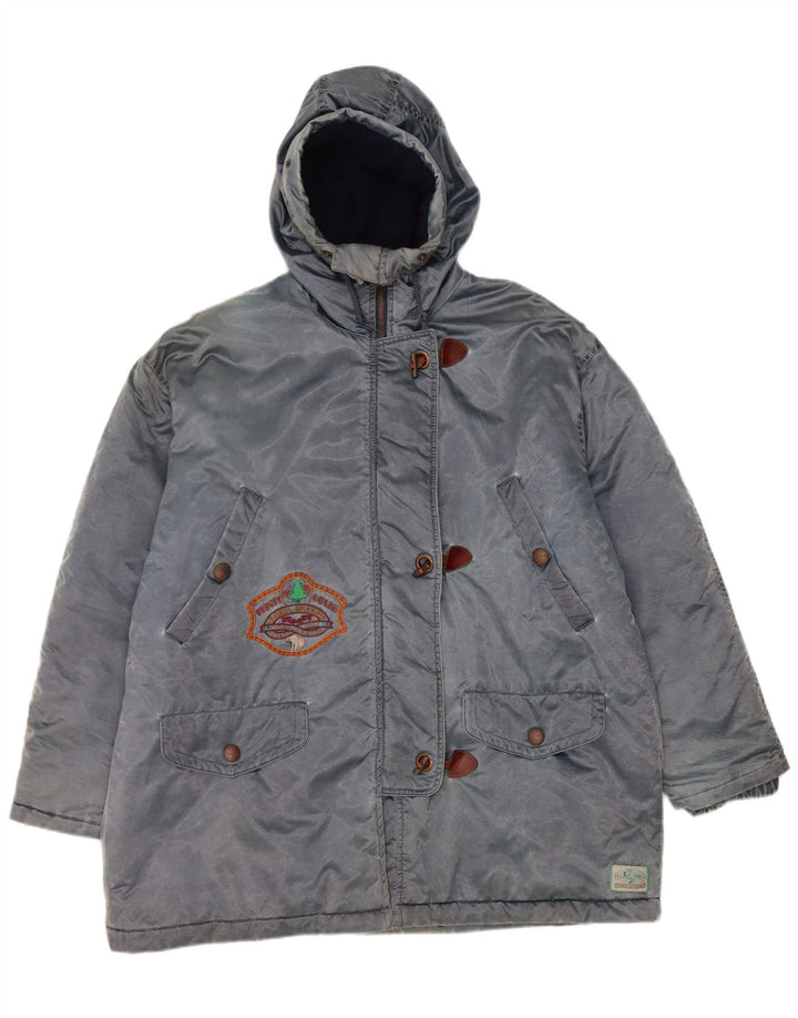 Vintage Dame Hætte Oversized Windbreaker Jacket IT 44 Medium Blue