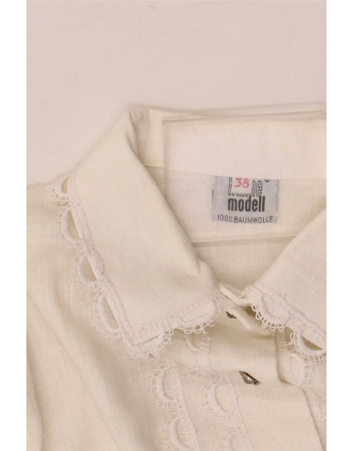 Hanne Modell Dame Shirt Bluse EU 38 Medium White Floral Cotton