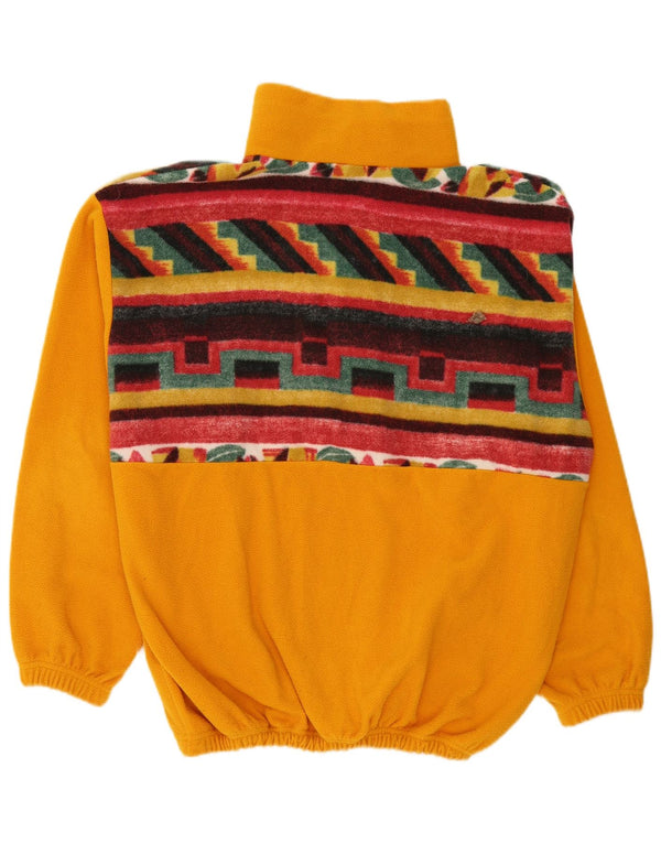 Vintage Herre Button Neck Fleece Jumper XL Gul Geometrisk