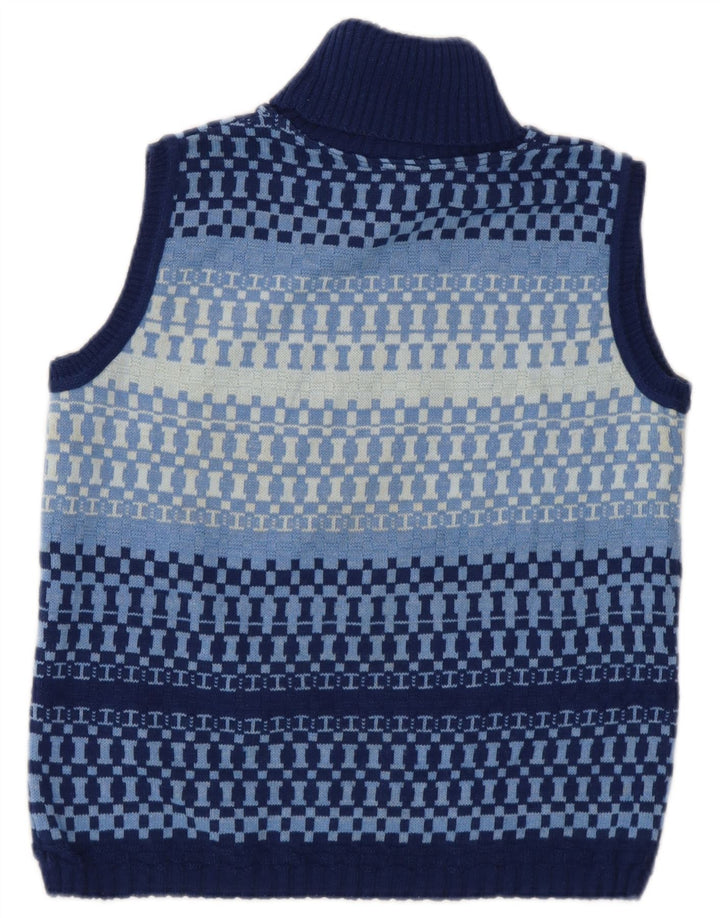 Redok Womens Crop Roll Neck Vest Tank Top UK 12 Medium Blue Geometric