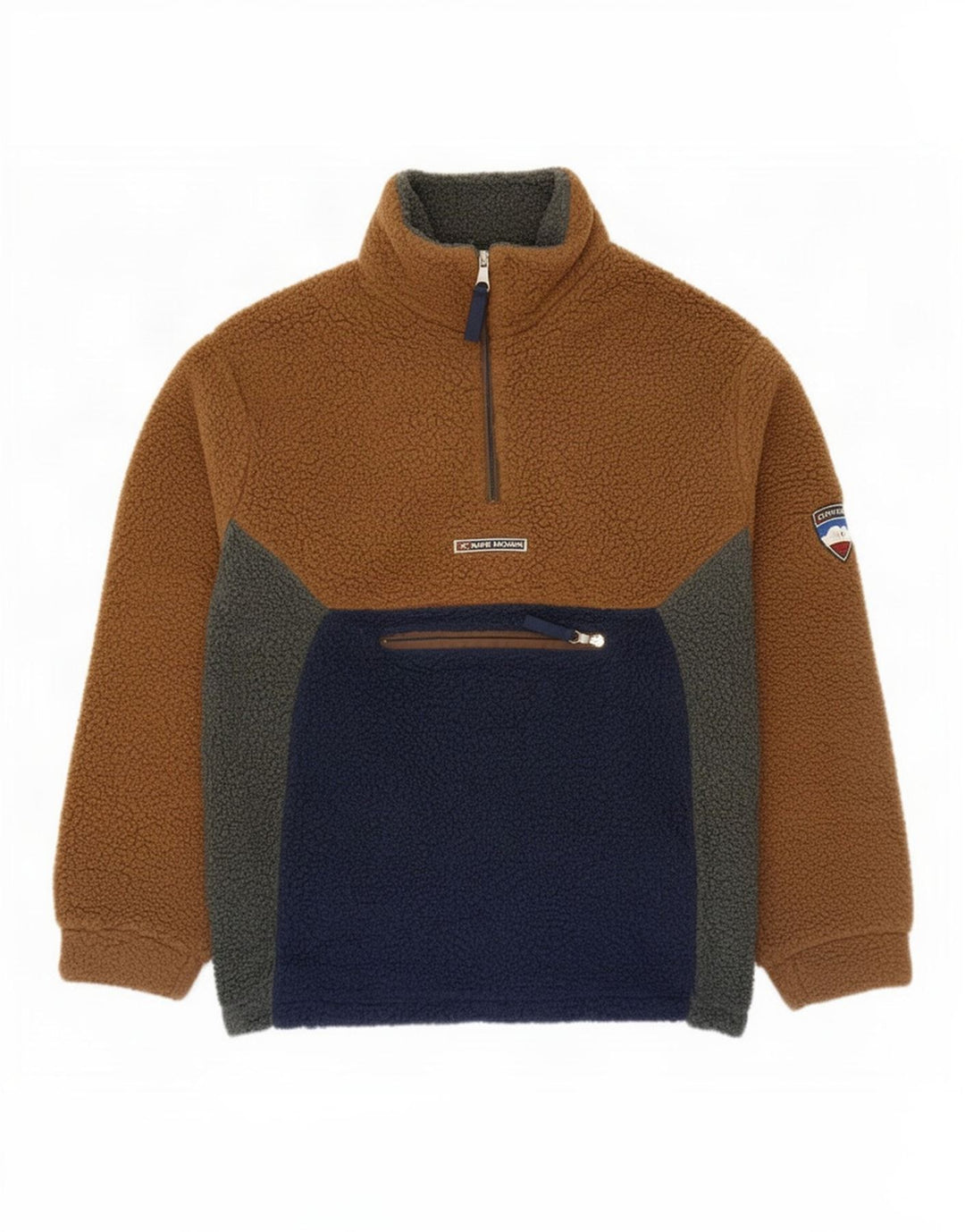 Cape Horn Herre lynlås hals Fleece Jumper Medium Navy Blue Colourblock