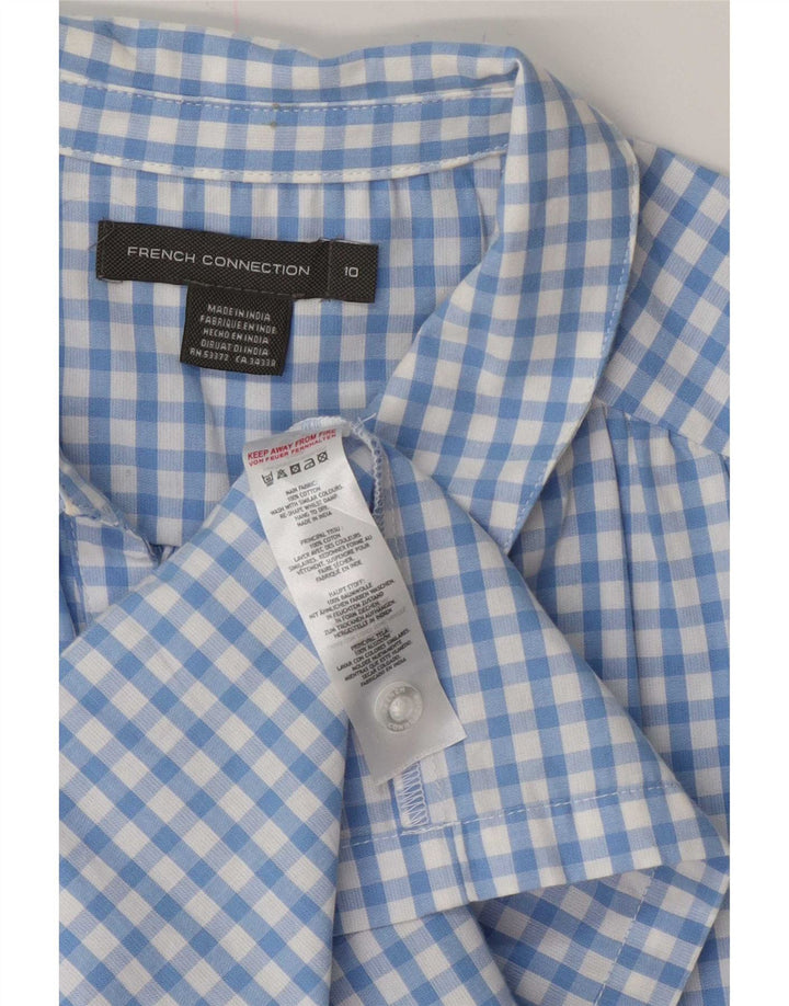 French Connection Dame Ærmeløs A-Line Kjole UK 10 Small Blue Gingham