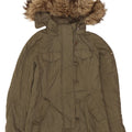 Woolrich Dame Hooded Parka Jacket UK 10 Small Khaki Nylon
