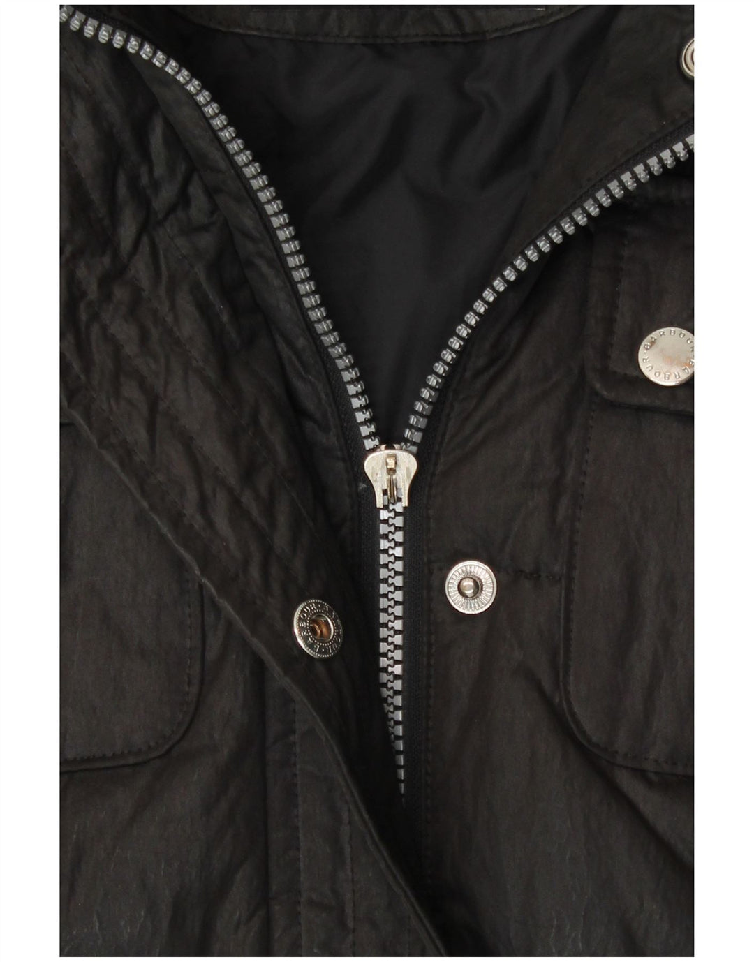 Barbour Dame Polstret Frakke UK 12 Medium Sort Bomuld