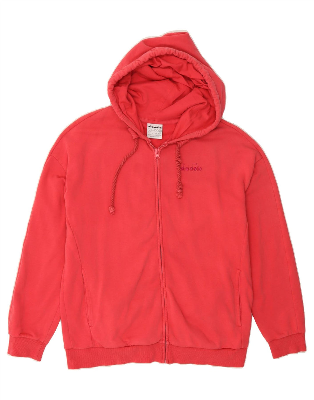 DIADORA Mens Zip Hoodie Sweater Medium Red Cotton Vintage Diadora and Second-Hand Diadora from Messina Hembry 