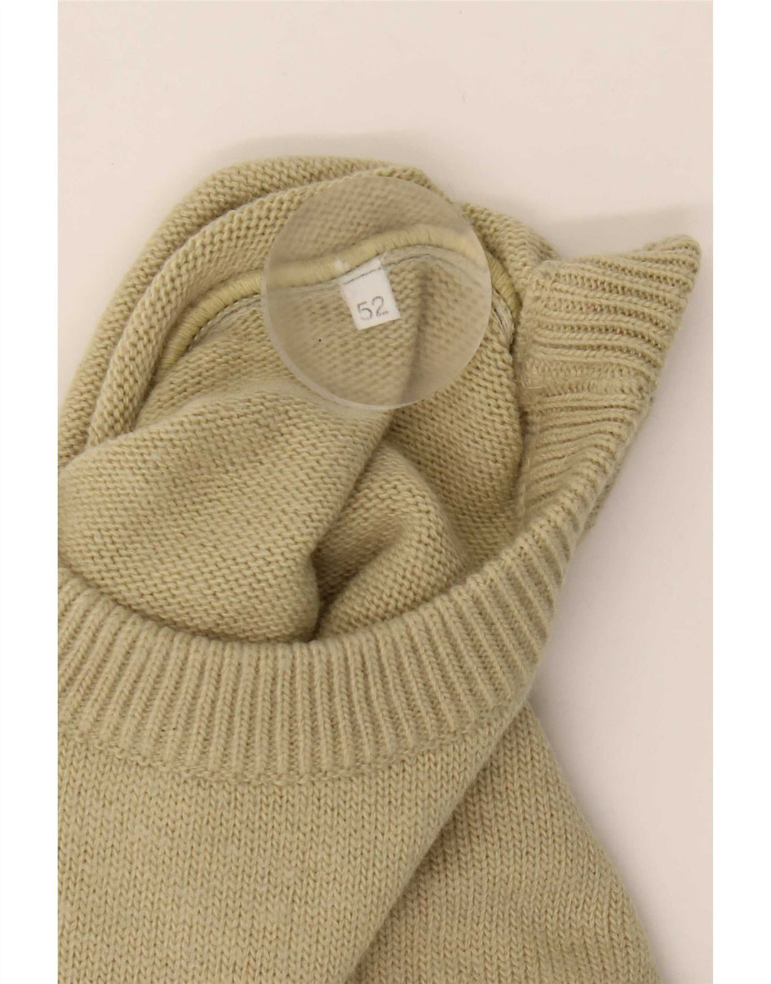 Vintage Herre Crew Neck Jumper Sweater IT 52 Stor Beige Uld