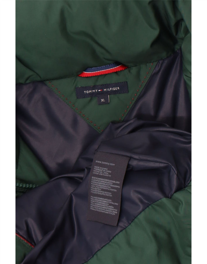 Tommy Hilfiger, polstret hættejakke til kvinder, UK 18 XL Grøn polyester