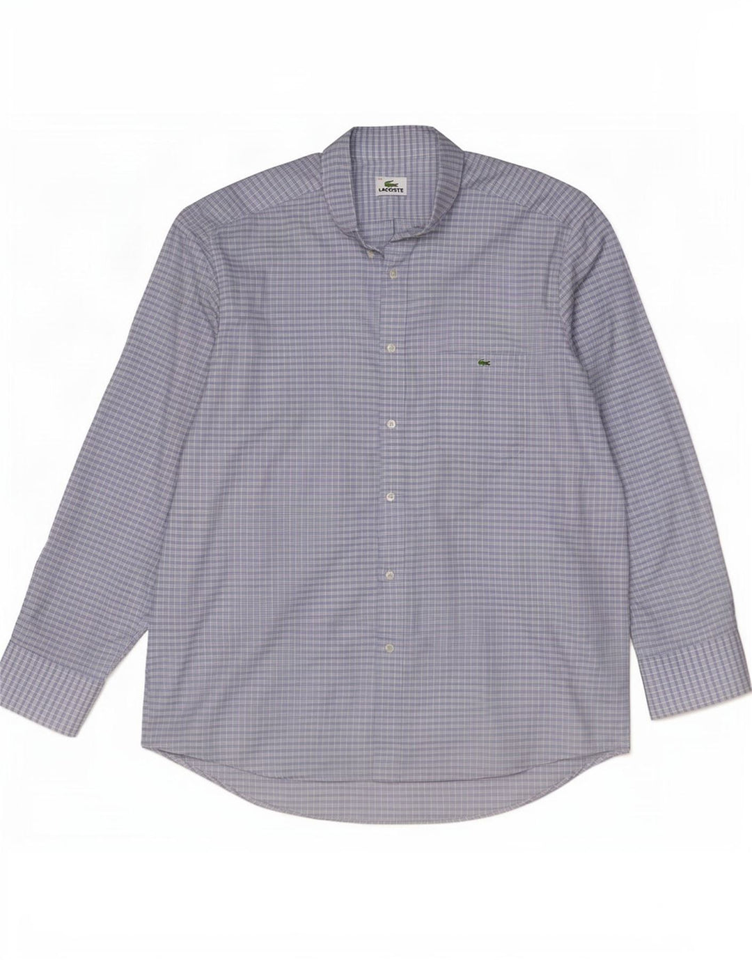 Lacoste Herreskjorte Størrelse 44 XL Blå Gingham Bomuld