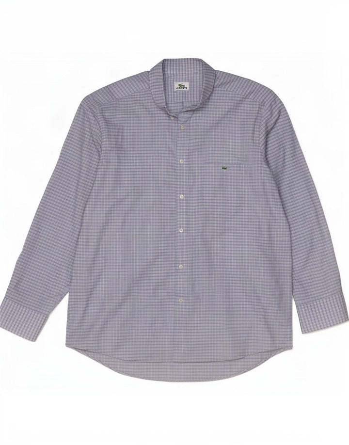 Lacoste Herreskjorte Størrelse 44 XL Blå Gingham Bomuld