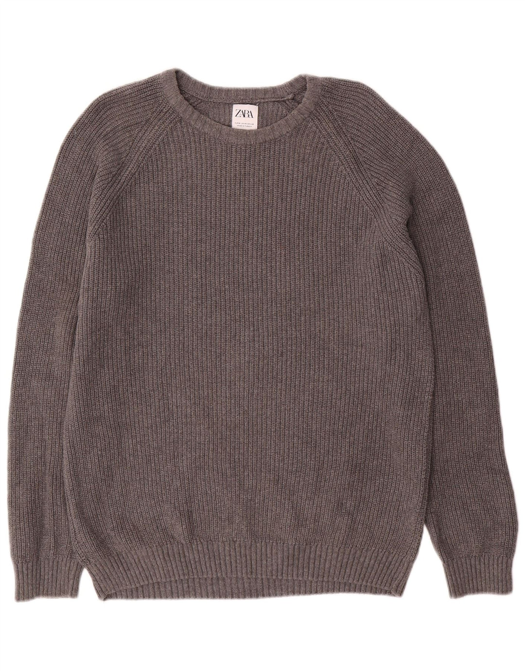 Zara Herre Boat Neck Jumper Sweater Medium Grey Bomuld