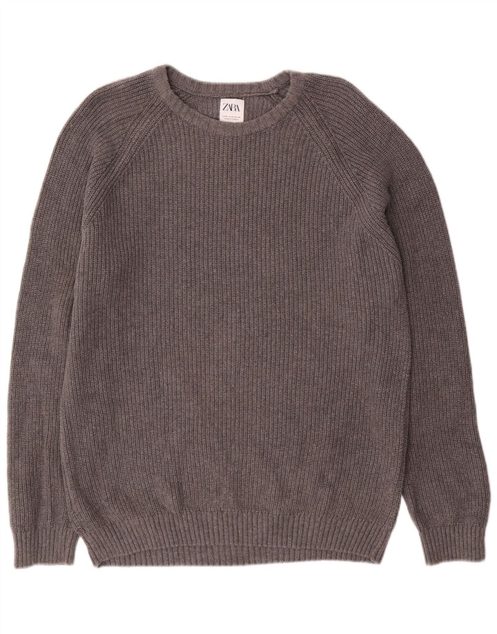 Zara Herre Boat Neck Jumper Sweater Medium Grey Bomuld