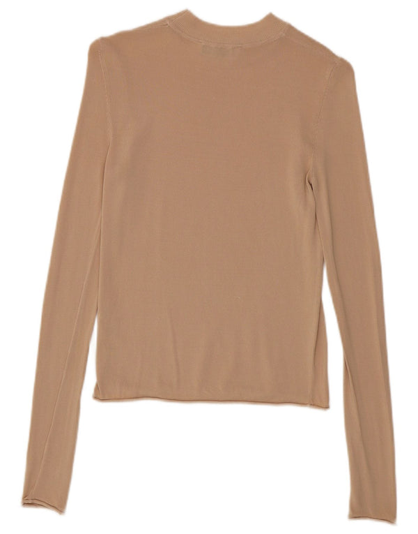 Zara Dametop Langærmet UK 8 Small Beige Viscose