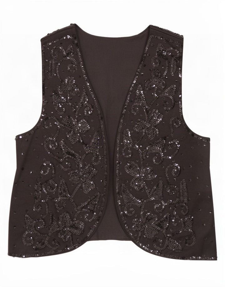 Vintage Dame ÅBEN vest UK 16 Large Black