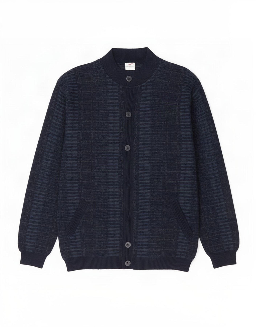 Bernardini Herre Cardigan Sweater IT 52 Medium Marineblå Ternet uld